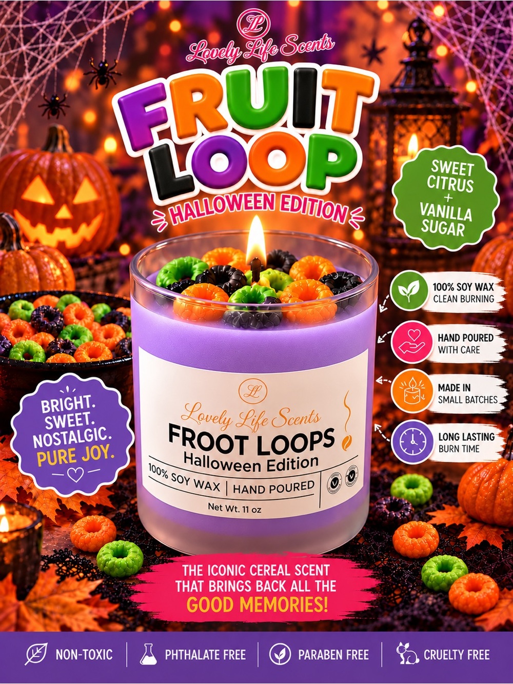 Froot Loops Halloween Edition Soy Candle from Lovely Life Scents